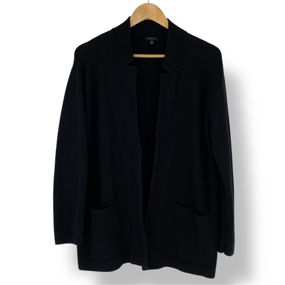 Talbots black mock collar open front cardigan Women's size Medium